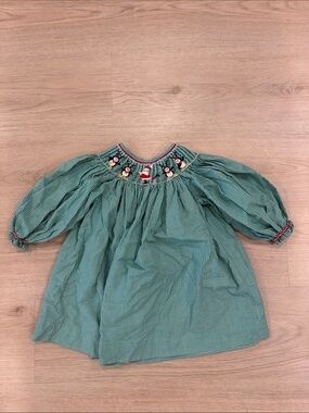 Mom and Me 9 months Green Gingham Smocked Holiday Dress